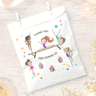 Girl Gymnastics Cupcake & Balloon Birthday Party Favour Bag