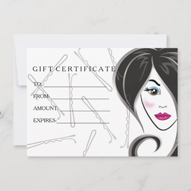 Girl hair salon gift certificate (Front)