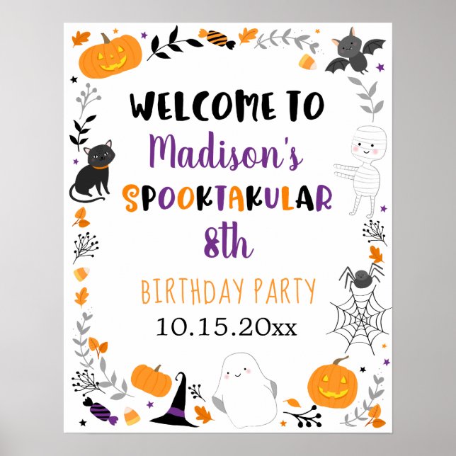 Girl Halloween Spooktacular Birthday Welcome Poste Poster (Front)