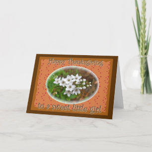 Girl Happy Thanksgiving White Wildflower Holiday Card