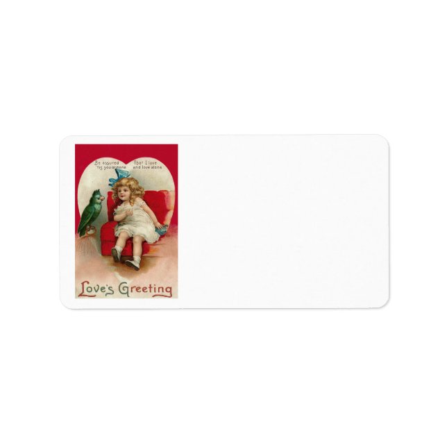 Girl Heart Bird Cage Valentine Label (Front)