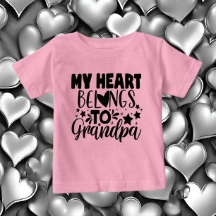 girl heart Grandpa word art Baby  T-Shirt