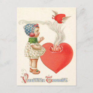 Girl Heart Wings Arrow Fire Postcard