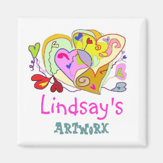 Girl Hearts Personalised Artwork Magnet