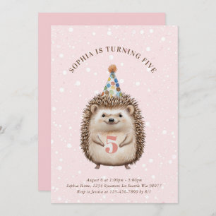 Girl Hedgehog Birthday Invitations