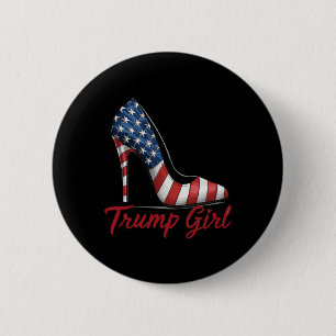 Girl High Heel Stilettos American Flag Trump 2024 6 Cm Round Badge