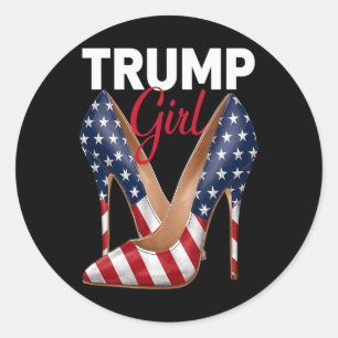 Girl High Heel Stilettos American Flag Trump 2024 Classic Round Sticker