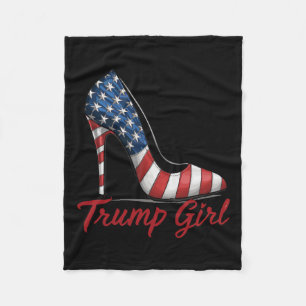 Girl High Heel Stilettos American Flag Trump 2024 Fleece Blanket