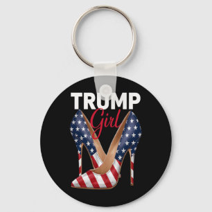 Girl High Heel Stilettos American Flag Trump 2024 Key Ring