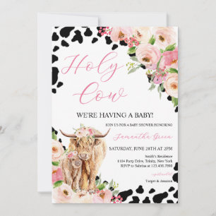  Girl Highland Cow Baby Shower Invitation