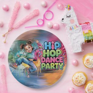 Girl Hip Hop Dance Birthday Party Paper Plate