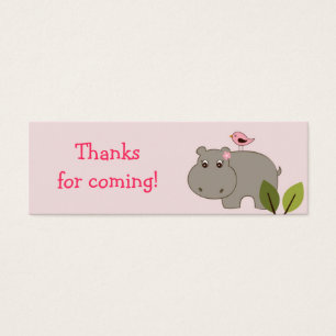 Girl Hippo Birthday baby Shower Favour Gift Tags