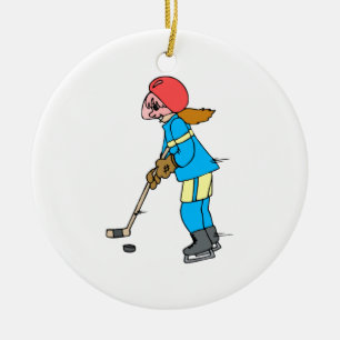 Girl Hockey Player Ceramic Ornament