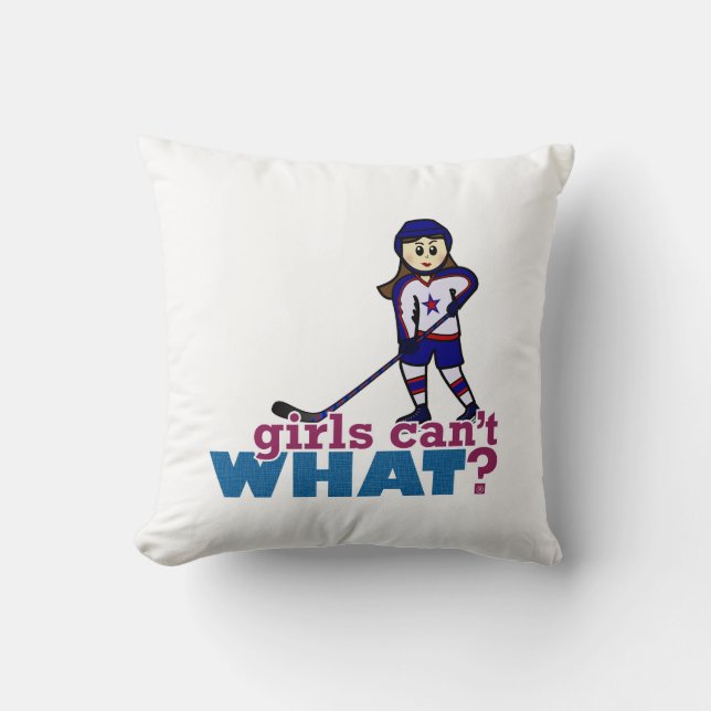 Girl Hockey Player Cushion (Front)