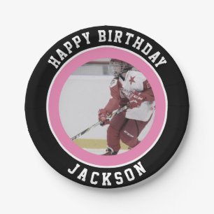 Girl Hockey Player Ice Hockey Birthday Party Paper Plate