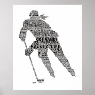 Girl Hockey Player Motivational Word Art Poster