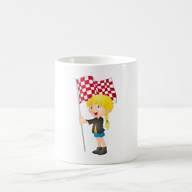 Girl Holding A Chequered Flag Coffee Mug (Creator Uploaded)