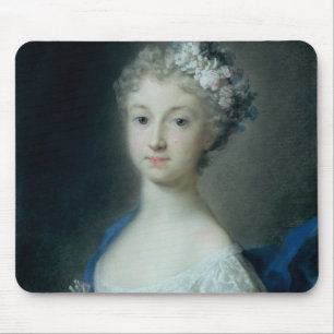 Girl holding a monkey mouse pad