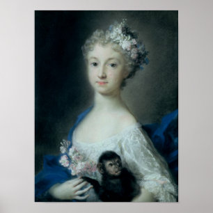Girl holding a monkey poster