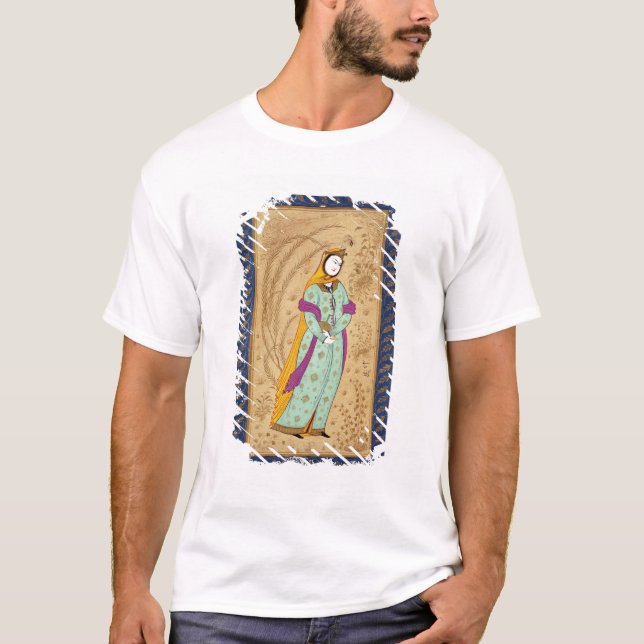 Girl holding a wine vessel and a pear, from the La T-Shirt (Front)