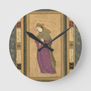 Girl holding an aigrette, from the Large Clive Alb Round Clock