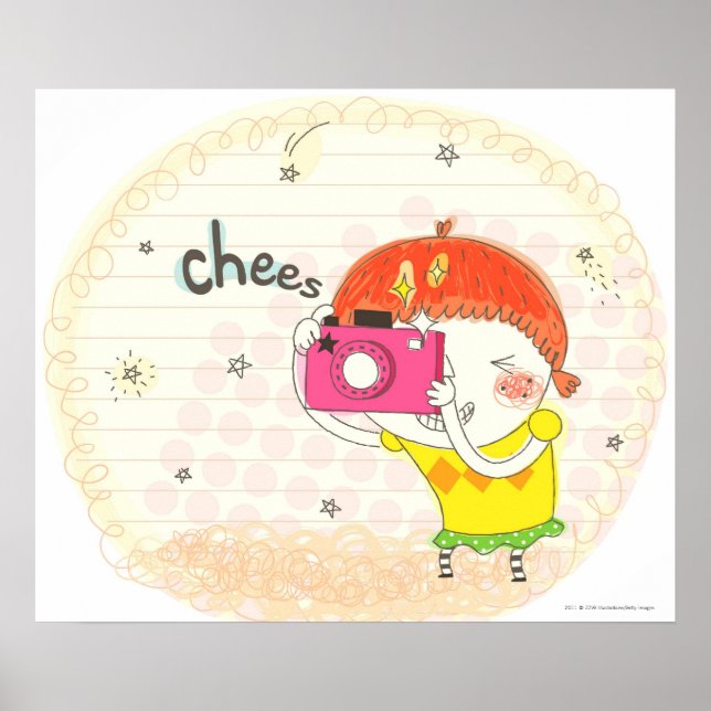 Girl holding camera, clicking poster (Front)