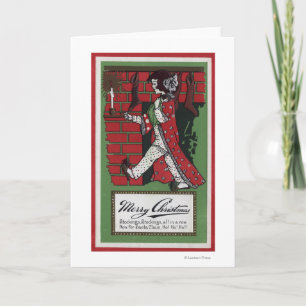 Girl Holding Doll and Candlestick Holiday Card