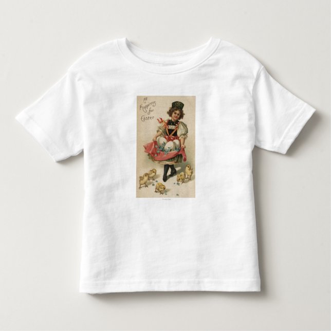 Girl Holding Eggs with Chicks Toddler T-Shirt (Front)