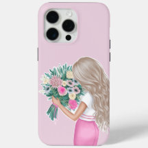  Girl Holding Flowers Phone Case – Soft & Dreamy 