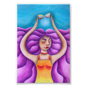 Girl holding hourglass photo print