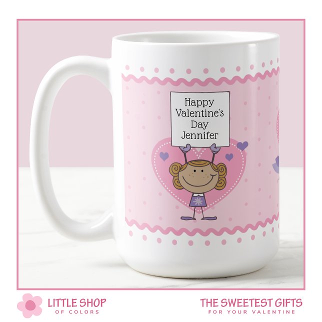 Girl Holding Sign Love Birds Valentine's Day Coffee Mug (Creator Uploaded)