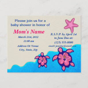 Girl Honu Baby Shower Invitation