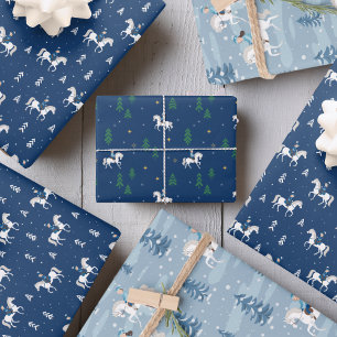 Girl Horseback Riding in Winter Wrapping Paper Sheet