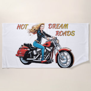 Girl Hot Dream Roads Beach Towel
