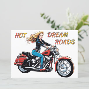 Girl Hot Dream Roads Flat Card