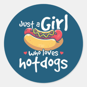 Girl Hotdog Lover Fast Food  Classic Round Sticker