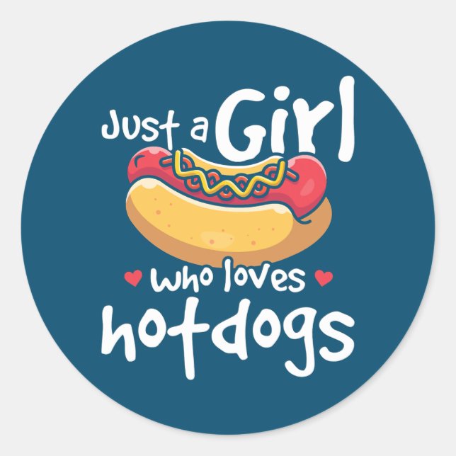 Girl Hotdog Lover Fast Food  Classic Round Sticker (Front)