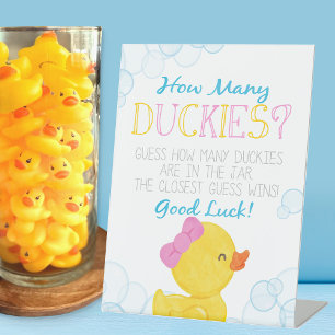 Girl How Many Duckies Game Pedestal Sign