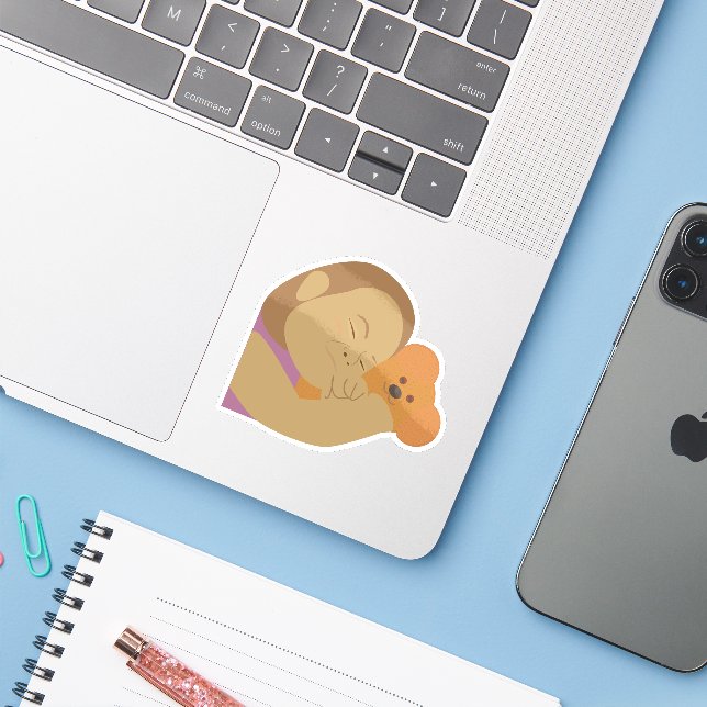 Girl Hugging Bear (Laptop w/ iPhone)