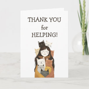 Girl Hugging Kittens Cat Volunteer Appreciation Thank You Card
