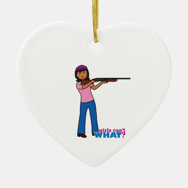 Girl Hunting Ceramic Tree Decoration (Front)