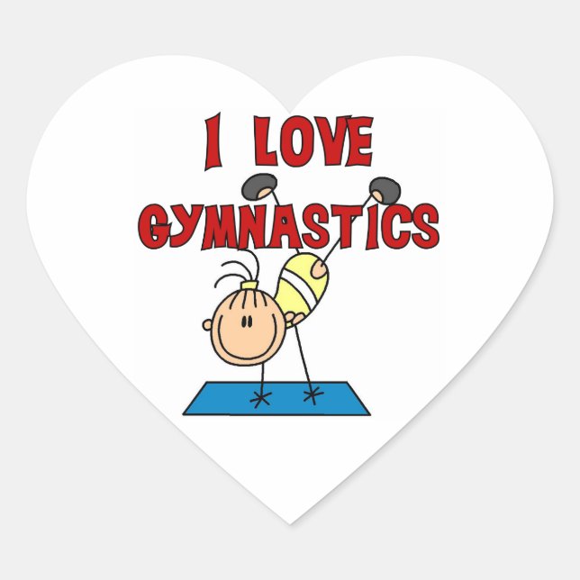 Girl I Love Gymnastics Heart Sticker (Front)