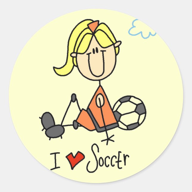 Girl I Love Soccer T-shirts and Gifts Classic Round Sticker (Front)