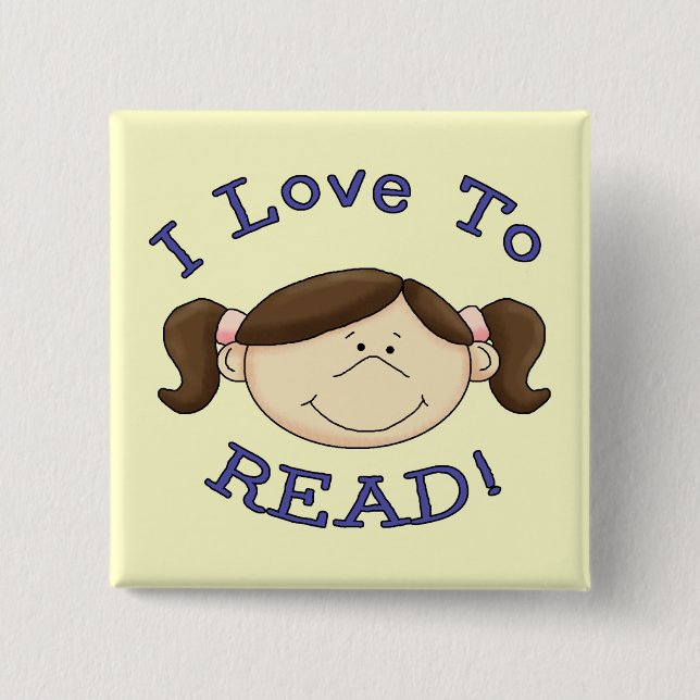 Girl I Love to Read Tshirts and Gifts 15 Cm Square Badge (Front)