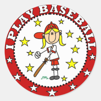 Girl I Play Baseball T shirts and Gifts Classic Round Sticker