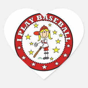 Girl I Play Baseball T shirts and Gifts Heart Sticker