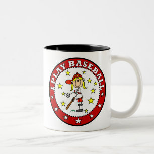 Girl I Play Baseball T shirts and Gifts Two-Tone Coffee Mug