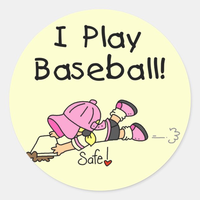 Girl I Play Baseball Tshirts and Gifts Classic Round Sticker (Front)