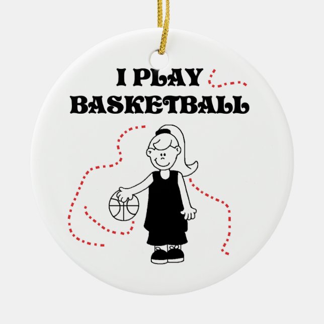 Girl I Play Basketball T-shirts and Gifts Ceramic Ornament (Front)