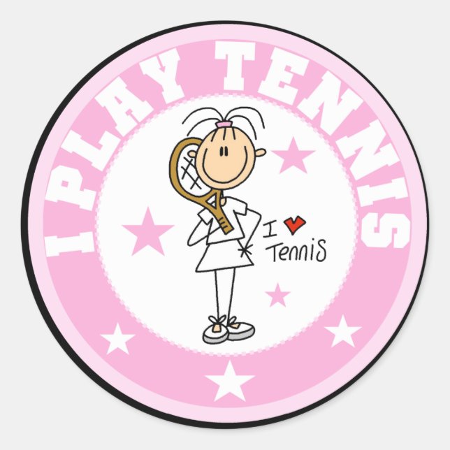Girl I Play Tennis Tshirts and gifts Classic Round Sticker (Front)